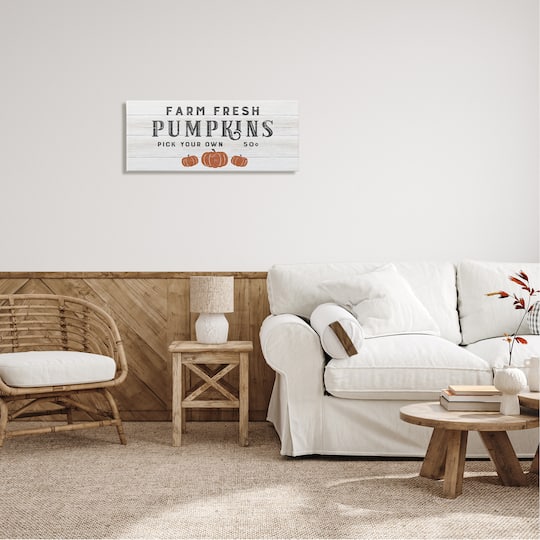 Stupell Industries Farm Fresh Pumpkins Country Sign Canvas Wall Art